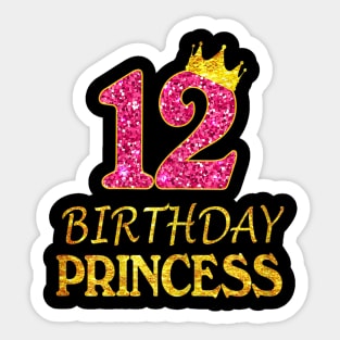 Womens 12th Birthday Princess Girl Tee For 12 Years Old Sticker